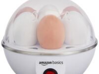 amazon basics Electric Egg Boiler | 350 Watt | Boils Upto 7 Eggs | Automatic Operation, 3 Boiling Modes | Overheat Protection | Stainless Steel Heating Plate, Measuring Cup | 75ml | Plastic | White