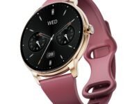 boAt Chrome Iris Fashion Smart Watch for Women - Elegant Ultra-Sleek Dial, Light-Weight Metal Body, 1.32" AMOLED Display, 1000 Nits, AOD, Female Wellness Tracking Watch for Woman (Velvet Wine)