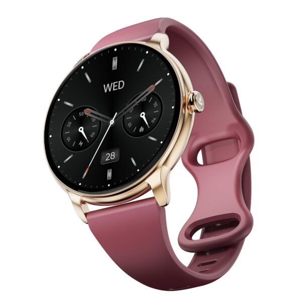 boAt Chrome Iris Fashion Smart Watch for Women - Elegant Ultra-Sleek Dial, Light-Weight Metal Body, 1.32" AMOLED Display, 1000 Nits, AOD, Female Wellness Tracking Watch for Woman (Velvet Wine)