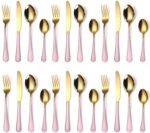 daiDokoro Premium Stainless Steel Golden Cutlery Set for Home/Dinner Table/Restaurants (Pink, 24 Pcs)