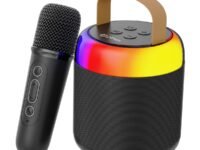 pTron Newly Launched Fusion Bliss 16W Bluetooth Speaker with Wireless Karaoke Mic, 6Hrs Playtime, Vibrant RGB Lights, Voice Effects, Multi-Play Modes BT5.3/TF Card & Type-C Charging Port (Black)
