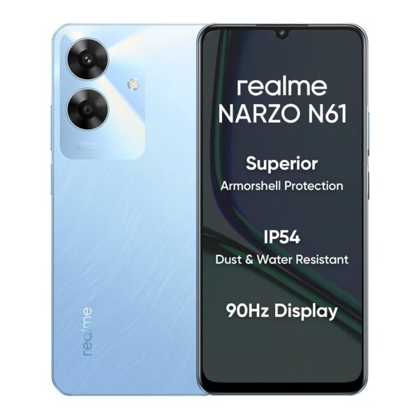 realme NARZO N61 (Voyage Blue,6GB RAM+128GB Storage) 90Hz Eye Comfort Display | IP54 Dust & Water Resistance | 48-Month Fluency | Charger in the Box