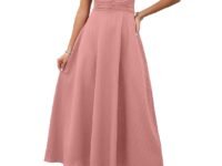 Shasmi Girl's & Women's Solid Color V-Neck A-Line Maxi Dress for Women | New Year Party Outfit | Waist Cinched Puff Sleeve Western | Elegant Casual Wear (Dress 246)