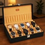 LEDO Men's and Women's PU Leather Watch Box Organizer Case in Royal Black Color with 10 Slots of Watches