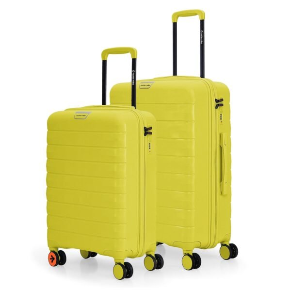 Nasher Miles Vienna Hard-Sided Polypropylene Luggage Set of 2 | 55cm & 65cm | 8 Wheels Small & Medium Trolley Bag for Travel | Suitcase (Yellow)