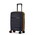 Nasher Miles Cannes Hard-Sided Polypropylene Cabin Luggage 20 inch | 55cm | 8 Wheels Small Trolley Bag for Travel | Suitcase (Navy Blue Yellow)