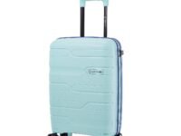 Nasher Miles Cannes Hard-Sided Polypropylene Cabin Luggage 20 inch | 55cm | 8 Wheels Small Trolley Bag for Travel | Suitcase (Pastel Green Blue)