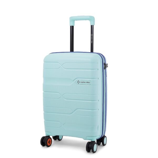 Nasher Miles Cannes Hard-Sided Polypropylene Cabin Luggage 20 inch | 55cm | 8 Wheels Small Trolley Bag for Travel | Suitcase (Pastel Green Blue)