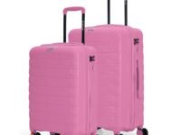 Nasher Miles Vienna Hard-Sided Polypropylene Luggage Set of 2 | 55cm & 65cm | 8 Wheels Small & Medium Trolley Bag for Travel | Suitcase (Pink)