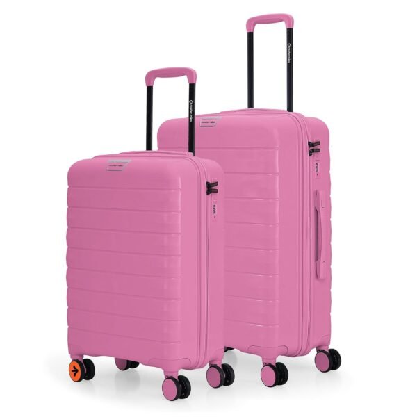 Nasher Miles Vienna Hard-Sided Polypropylene Luggage Set of 2 | 55cm & 65cm | 8 Wheels Small & Medium Trolley Bag for Travel | Suitcase (Pink)