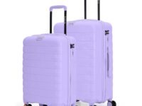 Nasher Miles Vienna Hard-Sided Polypropylene Luggage Set of 2 | 55cm & 65cm | 8 Wheels Double Spinner Small & Medium Trolley Bag for Travel | Suitcase (Purple)