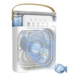 Mini Air Cooler, USB Desk Fan, Personal Evaporative Cooler with 7 Colors LED Light, 1/2/3 H Timer, 3 Wind Speeds and 3 Spray Modes for Office, Home, Dorm, Travel