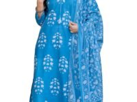 PARTHVI Women's Pure Cotton Printed Straight Kurta Set with Palazzo Pants & Dupatta- Ethnic Wear, Green