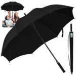 ANYCHO 60inch Big Umbrella for man, Auto Open Golf Rain Umbrella with cover, Windproof, Waterproof and UV Protection Umbrella Big Size for 2-3 Men, Women and Family (Black)