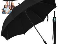 ANYCHO 60inch Big Umbrella for man, Auto Open Golf Rain Umbrella with cover, Windproof, Waterproof and UV Protection Umbrella Big Size for 2-3 Men, Women and Family (Black)
