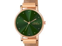 LOUIS DEVIN Rose Gold Plated Mesh Chain Analog Wrist Watch for Women (Blue/Green/Brown/Black Dial) | LD-RG173