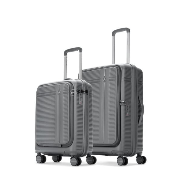 Aristocrat Solana Set of 2 (Cabin+Medium) Hard Case Trolley Bags, Grey