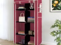 4+4 Layer Collapsible Wardrobe for Clothes with Side Pocket 7800-2 (84CM x 42.5CM x 166CM, Maroon)