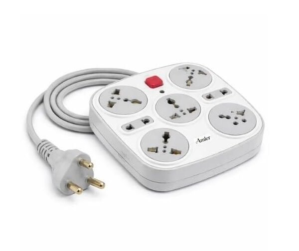 7 Socket Extension Board with Switch | 5 Universal 3‑Pin + 2 Two‑Pin Sockets | 2.5 Meter Heavy Duty Power Strip | Multi Plug Spike Guard Extension Board for Home, Office & Appliances