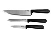 AGARO Majestic 3 Pcs Knife Set for Kitchen, High Carbon Stainless Steel, Non-Slip PP Handle, Cooking, Cutting, Slicing, Utility, Paring, Home and Restaurant Use, Silver.