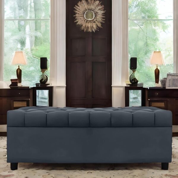 AMATA Eagle 2 Seater Ottoman/pouffe Ligth Blue Suede Velvet Fabric Perfect for Home Living Room and Guests (Light Grey, 2 Seater Ottoman)(3 Year Warranty)