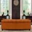 AMATA Eagle Solid Wood 2 Seater Ottoman/pouffe Orange Suede Velvet Perfect for Home Living Office Room and Guests (Orange 3, 2 Seater)(3 Year Warranty)