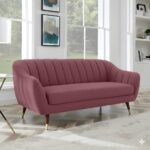 AMATA Marino3 Seater Mauve Colour Suede Velvet Fabric Sofa Set with Two Cushions Perfect for Home Office Guests Living Room (01 Move, 3 Seater)(3 Year Warranty)