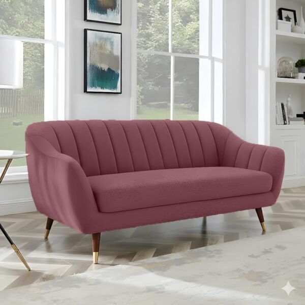 AMATA Marino3 Seater Mauve Colour Suede Velvet Fabric Sofa Set with Two Cushions Perfect for Home Office Guests Living Room (01 Move, 3 Seater)(3 Year Warranty)