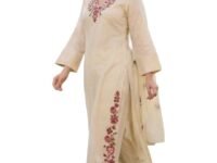 ANNI Designer Kurta Sets for Women Viscose Blend Embroidered | Kurta Palazzo Dupatta Set | Designer Kurti Set for Women | V Neck Full Sleeve Ethnic Suit | Indian Kurta Outfit with Palazzo Pants
