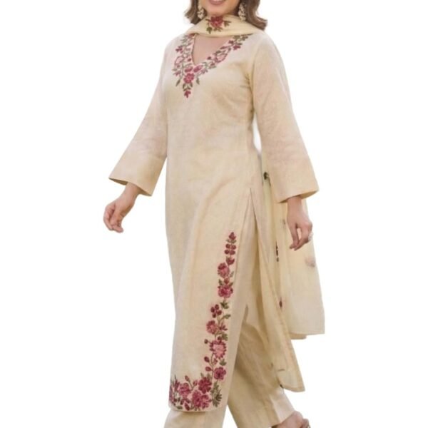 ANNI Designer Kurta Sets for Women Viscose Blend Embroidered | Kurta Palazzo Dupatta Set | Designer Kurti Set for Women | V Neck Full Sleeve Ethnic Suit | Indian Kurta Outfit with Palazzo Pants