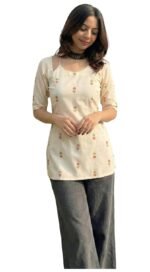 ANNI Designer Short Kurti for Women Latest Viscose Blend Printed Ethnic Tunic | Stylish Kurti Tops with Jeans Styling | Casual Office Wear | Trendy Indian Fashion for Woman