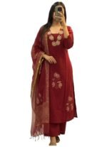 ANNI Designer Women's Rayon Viscose Straight fit Printed Embroidered Kurta with Pant & Dupatta | Ethnic Kurta Set for Women | Daily, Office & Festive Traditional