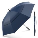 ANYCHO 60inch Double Layer Big Umbrella for Men, Auto Open with Windproof Technology, Waterproof, and Extra Wind Resistance - Ideal for 3-4 People
