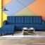 Adorn India Maddox Tufted L Shape 5 Seater Chenille Sofa Sofa Set LHS (Blue) (3 Year Warranty)