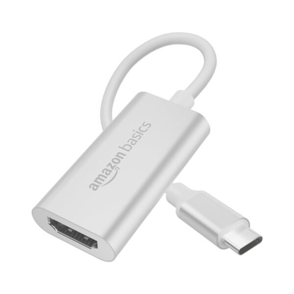 Amazon Basics USB C to HDMI Adapter, Type C to HDMI 4K Adapter (Thunderbolt 3 Compatible) with Video, Audio Output, Compatible with All Smartphones and Tablet, laptops