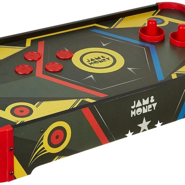 Amazon Brand - Jam & Honey Air Hockey Table Game for Kids 6+ Years, Indoor Arcade Tabletop with Pucks & Pushers, Fast Action Family Fun, BIS Certified Safe