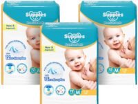 Amazon Brand - Supples Premium Baby Diaper Pants | 216 Baby Diapers | Medium | 7-12 Kg | 72 x 3 Packs | 12 Hrs Absorption | Cushiony Cotton Soft Fabric | Phthalates-Free | Triple Leak Guard