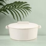 Anko Fresh Casserole for Roti, Dosa, Idli | Chapati Server non-stick Pot with Lid | For warm & fresh food | Microwave & Dishwasher safe | Easy to Clean | Round, White,Ceramic,3 litre