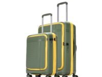 Aristocrat Solana Set of 2 (Cabin+Medium) Hard Case Trolley Bags, Green