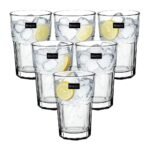 BINZO Glass Water Juice Glasses Set of 6, 300 ml, Stackable Drinking Durable Thick Tumblers, Microwave & Dishwasher Safe for Kitchen, Home, Fridge