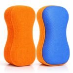 Bergmann Gladiator Microfibre Sponge for Car & Bike Cleaning | High Density | Dual-Sided | High-Absorbent | Long-Lasting | Orange, Blue