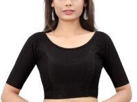 Bhochi Round Neck Cotton Spendex|Stretchable Blouse for Women|Readymade Blouse for Women|Blouses|Stretchable Blouse Readymade| Above Elbow Sleeve