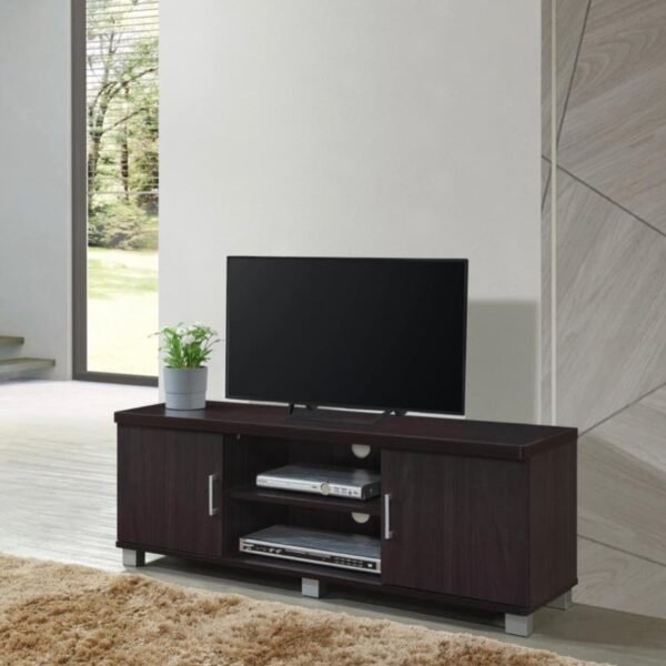 CASPIAN Engineered Wood Wooden TV Entertainment Unit Rainforest Dark | 48 Inches TV Stand/Panel for Bedroom & Living Room with Storage 2 Cabinets & Shelves | Media Console Table for Set Top Box