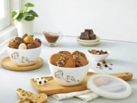 CELLO Opalware Mixing Bowl Set with Premium Lid, Yellow Blossom, 2 Units, 500 ml Each, White