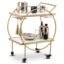 CORSICA DESIGNS | Aamna 2-Tier Round Bar Trolley | Sturdy & Rust-Resistant Mild-Steel | Party, Dining, Hosting. Entertainment | Wine Cart on Wheels | Glam Gold (White Marble Shelving)