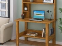 Callas ST-40 Wooden Study Table with Hutch & Bottom Storage – Multi-Purpose Office Desk for Laptop, Computer, Writing & Study – Durable Engineered Wood Workstation for Home & Office (Walnut, ST-40)
