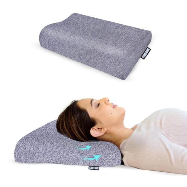 CareFoam Cervical Memory Foam Pillow for Neck Support | 2-Year Manufacturing Warranty | Orthopedic Contour Pillow for Cervical Spine Alignment & Shoulder Support | Made in India | 21 x 13 x 4 Inch