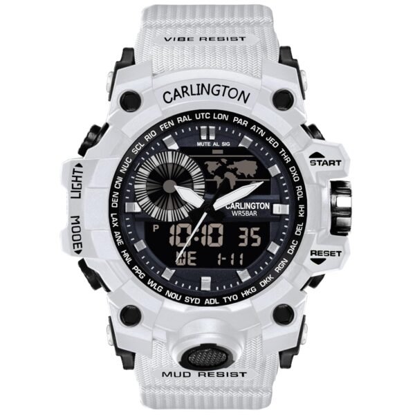 Carlington Analog-Digital Sports Watch: Chronograph, Dual Time, Alarm, Stopwatch, Water-Resistant, Shock-Resistant, Back Light Display- The Perfect Watch for Men and Boys - CT3388
