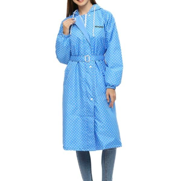 Citizen Polyester Reversible Casual Style Raincoat For Women With Inbuilt Hood,Waist Belt & Matching Carry Pouch|Stylish Polka Dot Design|Durable & Lightweight Rainsuit With High Tearing Strength
