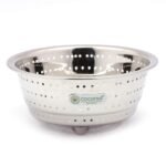 Coconut Stainless Steel Colander Strainer for Kitchen – Large Rice Washer, Fruit & Vegetable Washing Bowl with Handles – Rust-Proof, Heavy-Duty Multipurpose Sieve Basket - Pack of 1 | 20 cm